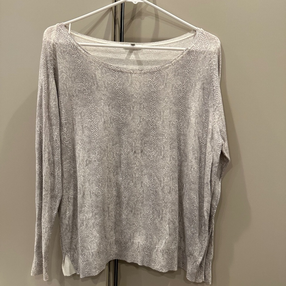 Joie ivory gray snake printed long sleeve boat neck sweater size s nwot